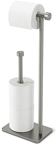Umbra Cappa freistehender Toilettenpapierhalter mit Aufbewahrung für Ersatzrollen, Nickel
