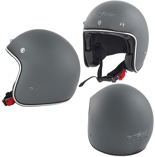 Casco Moto Jet Omologato ECE 22-06 Grigio Opaco Custom Scooter Naked Taglia XS