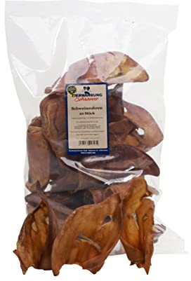 Tiernahrung Schwenner - Schweineohren 20 STK - Hundeleckerli für EIN Starkes und sauberes Gebiss – getrocknet