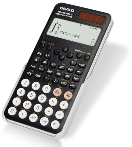 OSALO Wissenschaftlicher Taschenrechner 252 Funktionen, 2-zeiliges geschriebenes Display mit Schiebedeckel für Schüler der Sekundarstufe (OS 82ES Plus 2nd Edition)