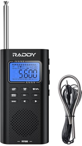 Raddy RF886 Tragbares Kurzwellenradio Kleines AM/FM/SW/UKW-Radio Digitalradio, Radio Batteriebetrieben und BT-Lautsprecher, 3 M Externe Antenne