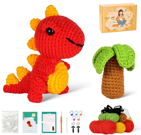 ilauke Amigurumi Kit, Kit de Animales de Ganchillo para Principiantes con Hilo, Agujas de Ganchillo,Relleno de Fibra de Poliéster,Marcadores de Puntada, Instrucciones Video para Principiantes DIY