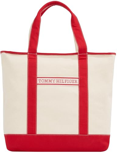 Tommy Hilfiger Damen Tote Bag Tasche Summer Canvas Tragetasche, Rot (Primary Red), Einheitsgröße