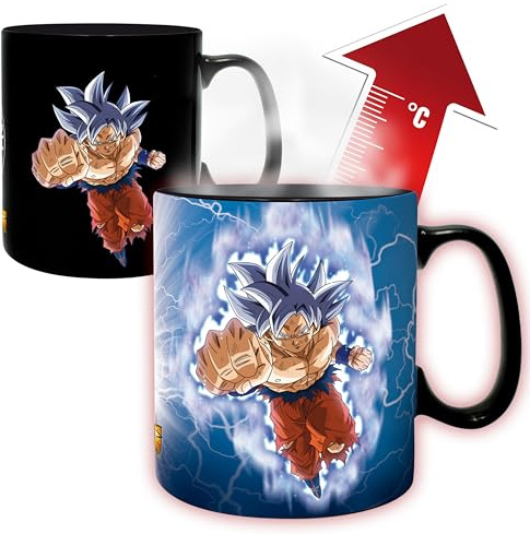 ABYSTYLE Dragon Ball Goku vs Jiren - Taza de cerámica con cambio de calor para café y té, 460 ml, taza de Dragon Ball, taza de café, mercancía de Dragon Ball, regalos de Dragon Ball