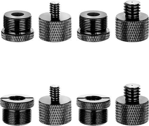 4 Stück Mikrofongewindeadapter (3/8 Buchse auf 5/8 Stecker,1/4 Buchse auf 5/8 Stecker,5/8 Buchse auf 1/4 Stecker und 5/8 Buchse auf 3/8 Stecker),Mikrofonständer Adapter,für Mikrofon Ständer