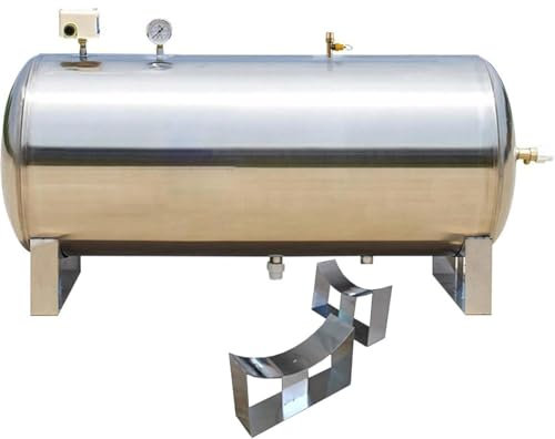 Réservoir d'eau en acier inoxydable / réservoir à pression d'eau pour pompe à eau / puits, réservoir à bulles horizontal avec soupape d'échappement et base amovible,160L/42.2Gal(75x65cm/29.5x25.6in)