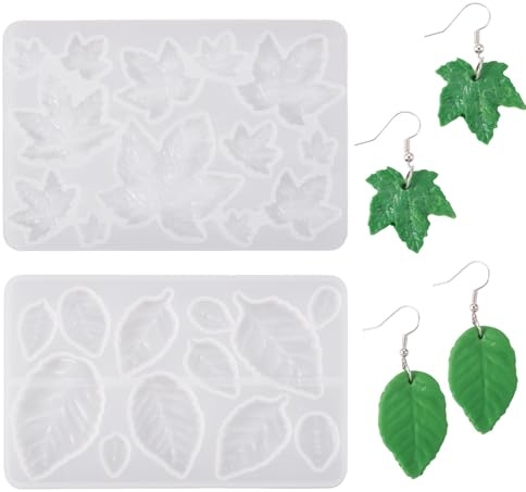 PandaHall - 2 stampi in silicone a forma di foglia d'acero, per resina epossidica UV, orecchini, gioielli, portachiavi, artigianato