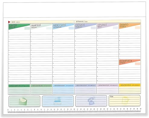 Planning Settimanale da tavolo per scrivania Mini A4 (29,5x21 cm) ; weekly planner 52 fogli ; omaggio penna touch screen Nera e calendario da tavolo 2026