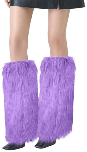 XEPST Faux Fur Fuzzy Leg Warmers Furry Boot Covers for Women, Warm Fuzzy Boot Cuff Boot Sleeves Y2k Leg Warmers for Party Costumes