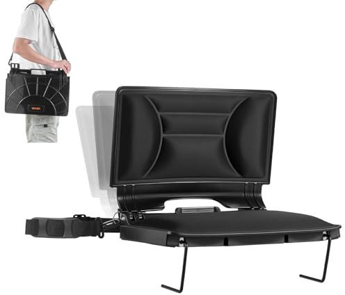 VEVOR Siège de Stade Pliable en PP, 424,18 mm de Large, Chaise de Gradin avec Dossier et Coussin épais, Chaise de Stade rembourré en Lycra avec bandoulière et Crochets, pour événement Sportif, Noir