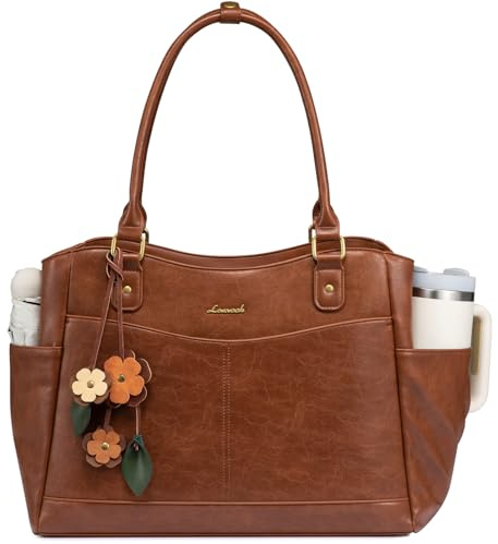 LOVEVOOK Sac A Main Femme Sac Cabas Femme Grand Format Cuir PU Imperméable Sac Ordinateur 17,3 Pouces, Multi-Compartiments Sac De Cours Pour Travail Voyage Université