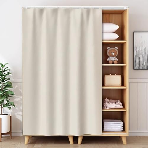 YSPZDQ Tendina Sottolavello Cucina Senza Foratura, Tenda Cucina Antipolvere & Autoadesiva, Petto Corto Tendine Oscuranti con Binari Scorrevoli per Cucina, Bagno, Armadio(Beige,100 x 70 cm)