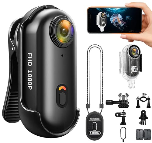 Chujianxi Mini Action Cam WiFi, Indossabile Body Cam1080P, Subacquea