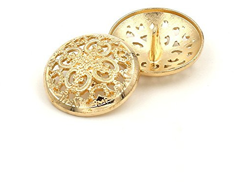 Set di 10 bottoni per vestiti, retrò, cavi, con gambo, rotondi, in metallo, per uomo e donna, per giacche, cappotti, uniformi, camicie, abiti e giacche (oro, 25 mm)