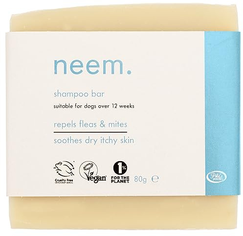 Neem Oil & Tea Tree Dog Shampoo Soap Bar for Fleas & Mites 80g – Natural Treatment & Insect Repellent | Soothes Itchy Skin | Hypoallergenic Dog Shampoo Suitable for Sensitive Skin | Organic & Vegan
