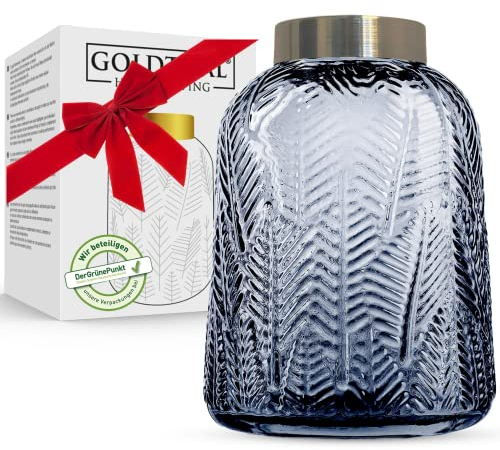 Goldthal® Premium Vase Gloria H21cm | 100% aus recyceltem Glas | stilvoll Einrichten | ideal für Trockenblumen, Pampasgras, Blumenstrauß, perfektes Hochzeit, Jubiläum, Geburtstags- Geschenk für Frau