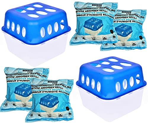 2x 900ML Luftentfeuchter Moisture Absorber Feuchtigkeits-Stopper mit 4x Beutel Granulat Dehumidifier Nachfülbar