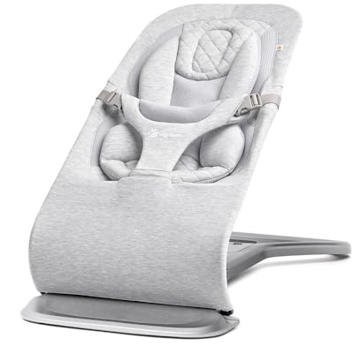 Ergobaby Evolve 3-in-1 Bouncer, Adjustable Multi Position Baby Bouncer Seat, Fits Newborn to Toddler, Light Grey