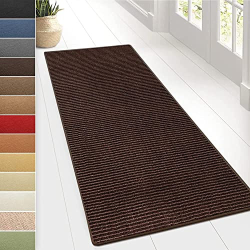 KARAT Sisal Teppich - Teppichläufer 80 cm breit - Naturfaser Läufer - Teppich für Wohnzimmer, Flur, Schlafzimmer - Sisalteppich Sylt (80 x 600 cm, Dunkelbraun)