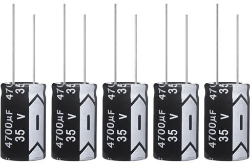ALLECIN 4700uF 35V elektrolytiska kondensatorer aluminium 4700μF 35volt 18 x 30 mm elektrolytisk kapacitet 4700 uF MFD 105°C (förpackning med 5 stycken)