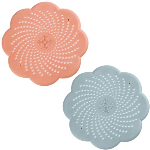 2 Pcs Sink Strainer Protector Silicone Shower Drain Cover Drain Hair Catcher Drain Covers Drain Protector for Showers Bathtub Bathroom and Kitchen Blueand Pink