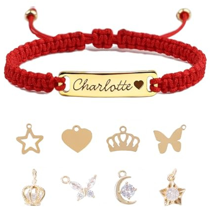 Chgcuofce Personalized Baby Bracelet 18K Gold Plated Custom Name Bracelet for Baby Girls and Boys as Birthday Baptism Gift Red String Bracelet Adjustable