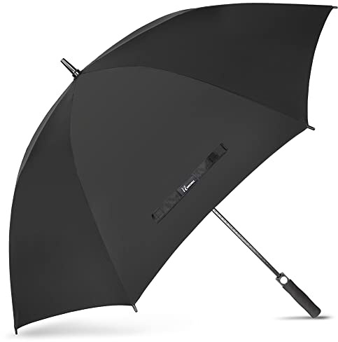 NINEMAX Grand Parapluie Golf, Ombrelle Grande Taille Anti Vent Solide Résistant, Parapluies Geant Tempete Incassable pour 2 Personne Homme Femme (Noir)