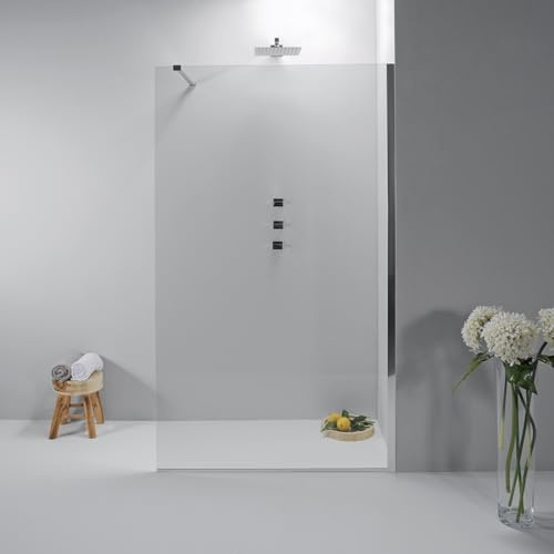 Box Doccia Walk In 120cm - Cabina Doccia in Cristallo Temperato 8mm, Trasparente e Anticalcare con Profilo in Alluminio Cromato ad Installazione Reversibile - Facile da Installare e Pulire