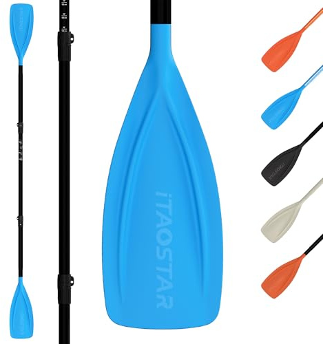 iTAOSTAR P02D-Blue & Black, 4-Piece Stand Up Paddle for Youth with Double Locks, Kayak Paddle Adjustable with Glass Fiber Blade, Floating Paddle Board Oar with Lightweight