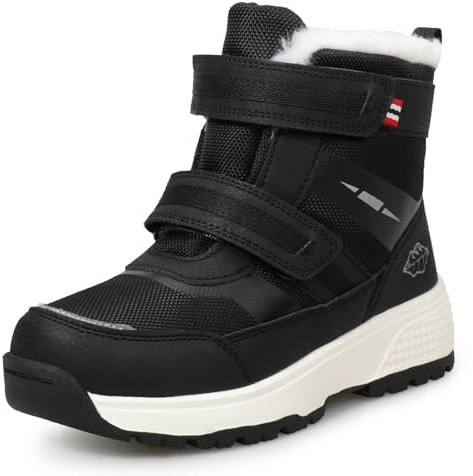 UOVO Boys Snow Boots Winter Outdoor Walking Shoes Water-Resistant Warm Lined Kids Boots with Anti-Slip Rubber Sole Black Size 3.5UK Big Kids 36EU