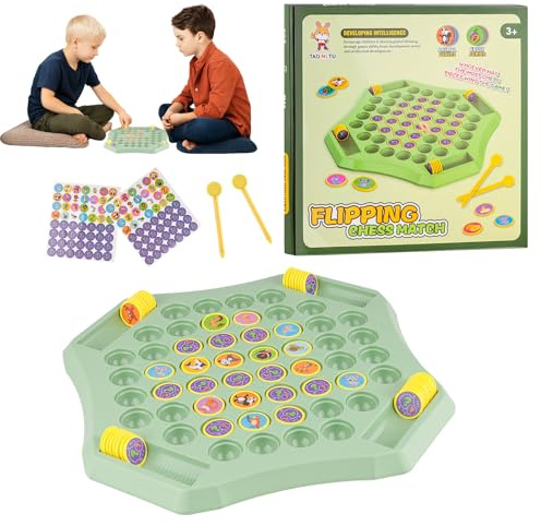 Flip Match Board Games - Intellectual Memory Flip Matching Game with 56 Chess, Memory Flip Games Chess Board for Kids/Family Game Night, Educational Toy for Children Christmas/Brithday - Animals