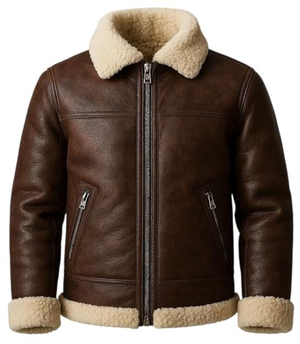 CRAFTED CRAFTS LTD Blouson aviateur en peau de mouton B3 marron pour homme
