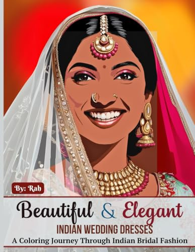Beautiful & Elegant Indian Wedding Dresses: A Coloring Journey Through Indian Bridal Fashion (Cultural Beauty Coloring Book Series)