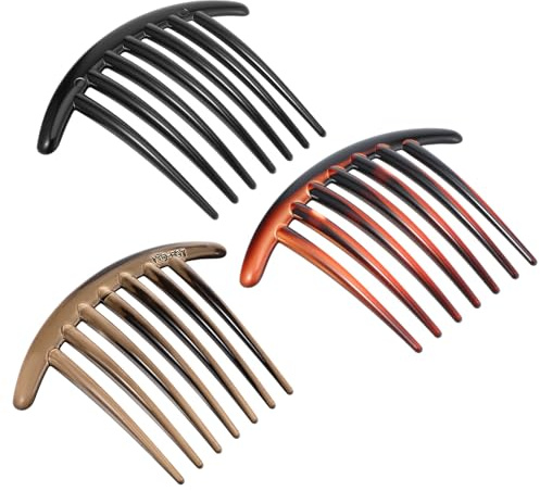 Ymapinc 3Pcs French Hair Slides Combs, 7 Tooth Plastic Twist Hair Slides Combs 3 Colors Hairs Comb for Bridal Wedding Veil Elegant Buns Hairpin Accessories Multiple Hairstyles Girls Women