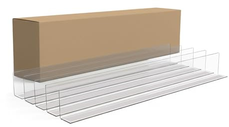 Clip Strip Shelf Dividers Pack of 50 for Retail Stores - Lightweight, Clear Adhesive Mount 1 H x 11-9/16 L Corp., 15 mil Crystal Clear PVC, Retail Shelf Separator, Item SD-1512