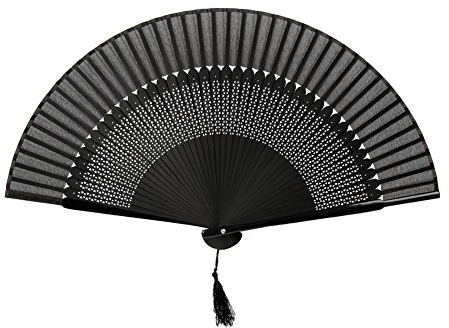 FullBerg Handfächer Japanischer Faltfächer Klappfächer Vintage Stil Damen Herren Bambus Folding Fans Fächer für Wanddekoration Hochzeit Geschenk Muttertag Party Kostüm (Schwarz)
