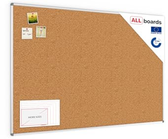 ALLboards Pinnwand mit Aluminiumrahmen 180x120cm, Korktafel Korkwand Pinnwand Kork