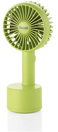 Unold 86636 Handventilator Breezy Swing Grün - Green, 4 Watt, 5-stufiger Geschwindigkeitsregelung, 120° Oszillation, bis zu 8 Std. Akkubetrieb, LED-Kontrollleuchte, inkl. USB- Ladekabel