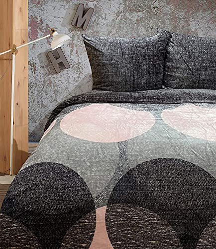 Leonado Vicenti Teddy Plüsh Bettwäsche 135x200 cm Cashmere Touch Winter Coral Fleece Flausch 2 teilig Deckenbezug Kissenbezug, Rosa Kreise