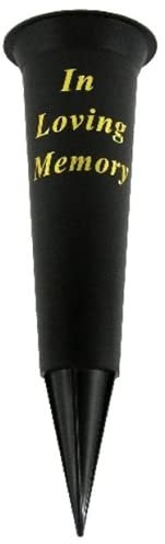 Jarrones de flores con forma de tumba (juego de 2) – Adornos personalizados para cementerios de tumba (negro), grabados con un versículo especial