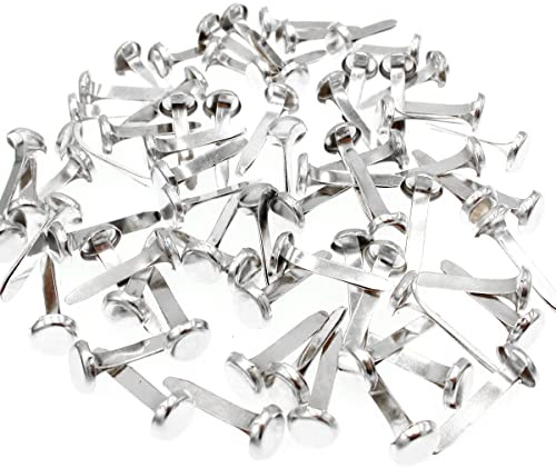 100 piezas de sujetadores de papel de metal para álbumes de recortes, clavos de doble cara para manualidades (plata)