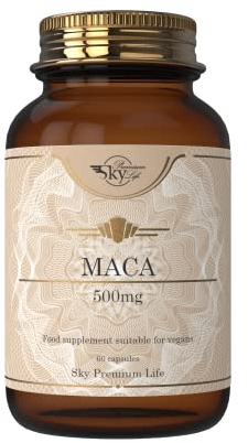Sky Premium Life Maca Capsules - 60 Maca Root Capsules for Women and Men | Maca Powder Capsules in Concentrated 10:1 Extract | 2 Months Supply