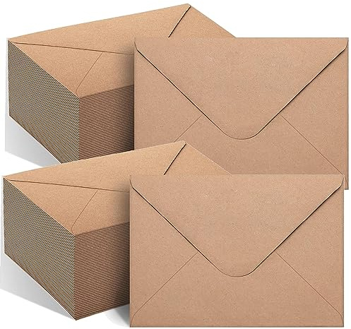 Kuvert vintage kraftpapper kuvert, 100-pack 11 x 16 cm bruna för gratulationskort, bröllopsinbjudan, födelsedagskort