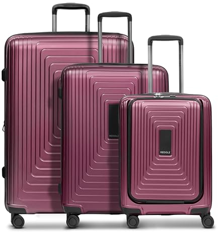REDOLZ Hartschalen Koffer-Set-3-teilig | S 55 cm Laptopfach + M 66 cm + L 77 cm | Dehnfalte erweiterbar | Ultra-leicht | 4-Rollen & TSA (Essentials 14)