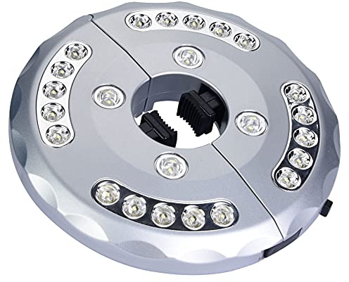Patio Umbrella Light 24 LED Umbrella Pole Lamp for Patio Umbrellas Camping Tents Silver (Silver)