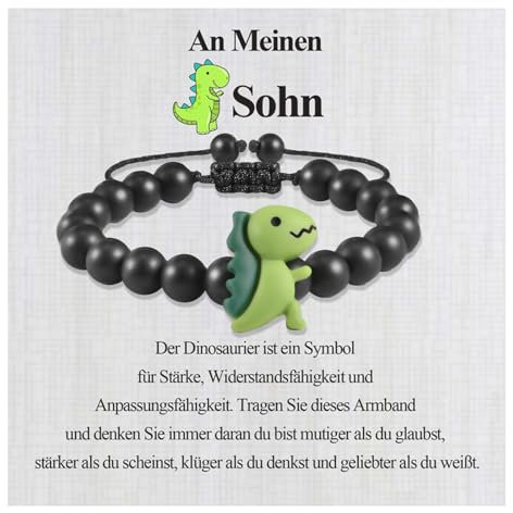 BOCHOI Mein Sohn Armband Dinosaurier-Armband Sohn Armbänder für Jungen Sohn Teenager Jungen Geschenkideen Geburtstag Geschenke für Jungen,Mutter Geschenk für Sohn,ermutigende Geschenk Weihnachten