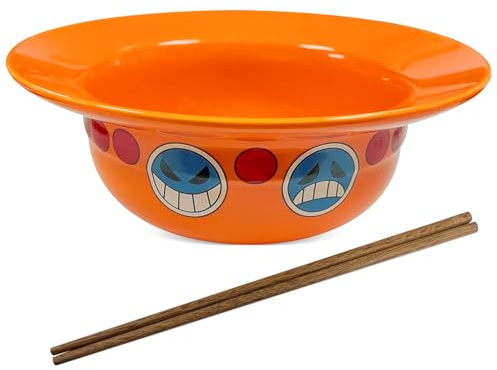 Bocguy Ace Ramen Bowl, Ramen Bowl Anime, Ramen Cuenco con Palillos para Sombrero de Paja RamenBowl, Anime, Regalo