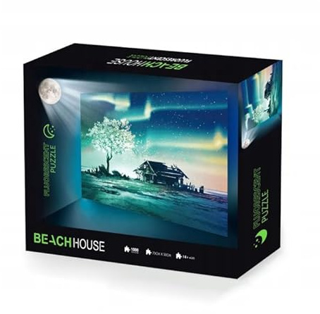 Puzzle fluorescente de 1000 piezas – Puzle luminoso en la oscuridad para adultos y niños, brilla en la playa del rompecabezas oscuro