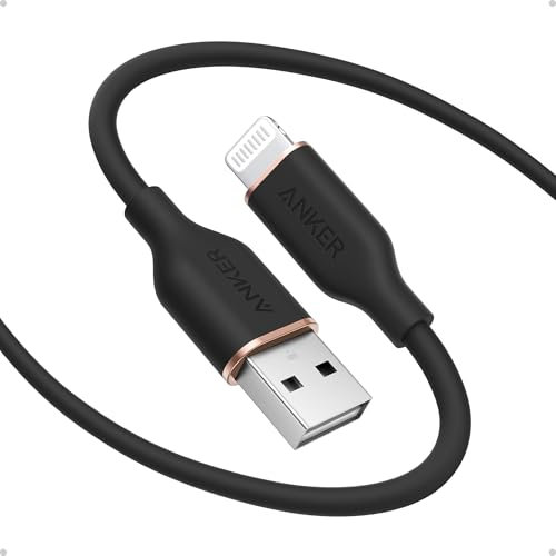 Anker Flow Ladekabel, USB A auf Lightning Kabel, Strapazierfähiges Ladekabel für iPhone 14/13/12/ iPad Air/Mini/Pro Kabel, iPod Nano, AirPods, und mehr (Kabelbinder im Lieferumfang) 180cm, USB 2.0