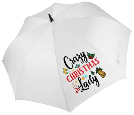 Getagift Crazy Christmas Lady, White Umbrella. (Golf Umbrella)